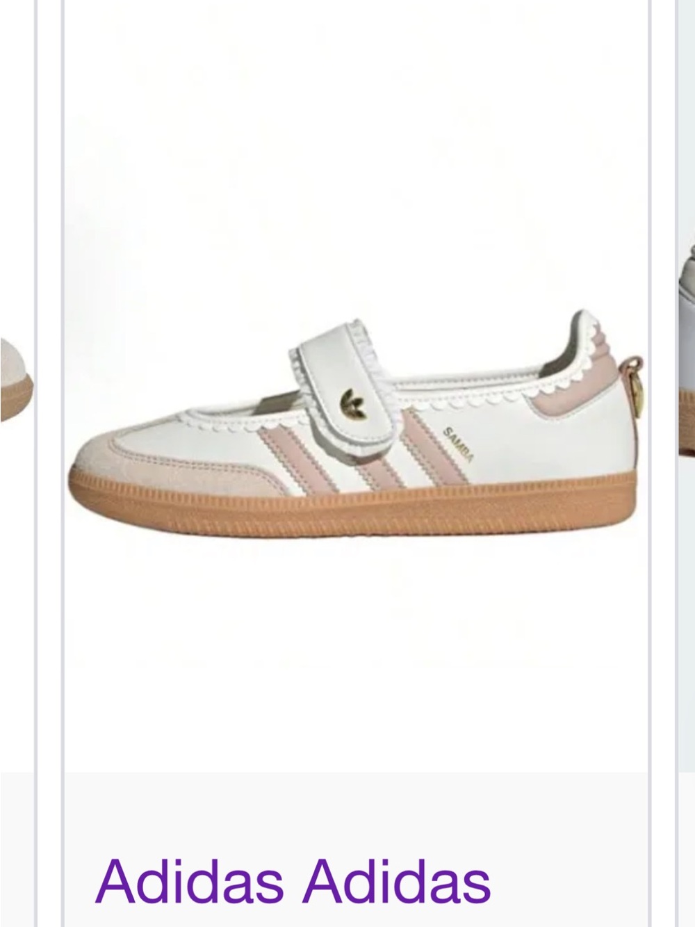 adidas White & Pink Mary Jane Sneakers